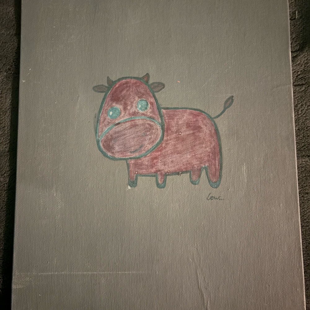 Whimsical Animal Art Painting - Gray and Brown